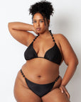 Villa Fresca Black Sole Beaded Bikini Top