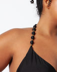 Villa Fresca Black Sole Beaded Bikini Top