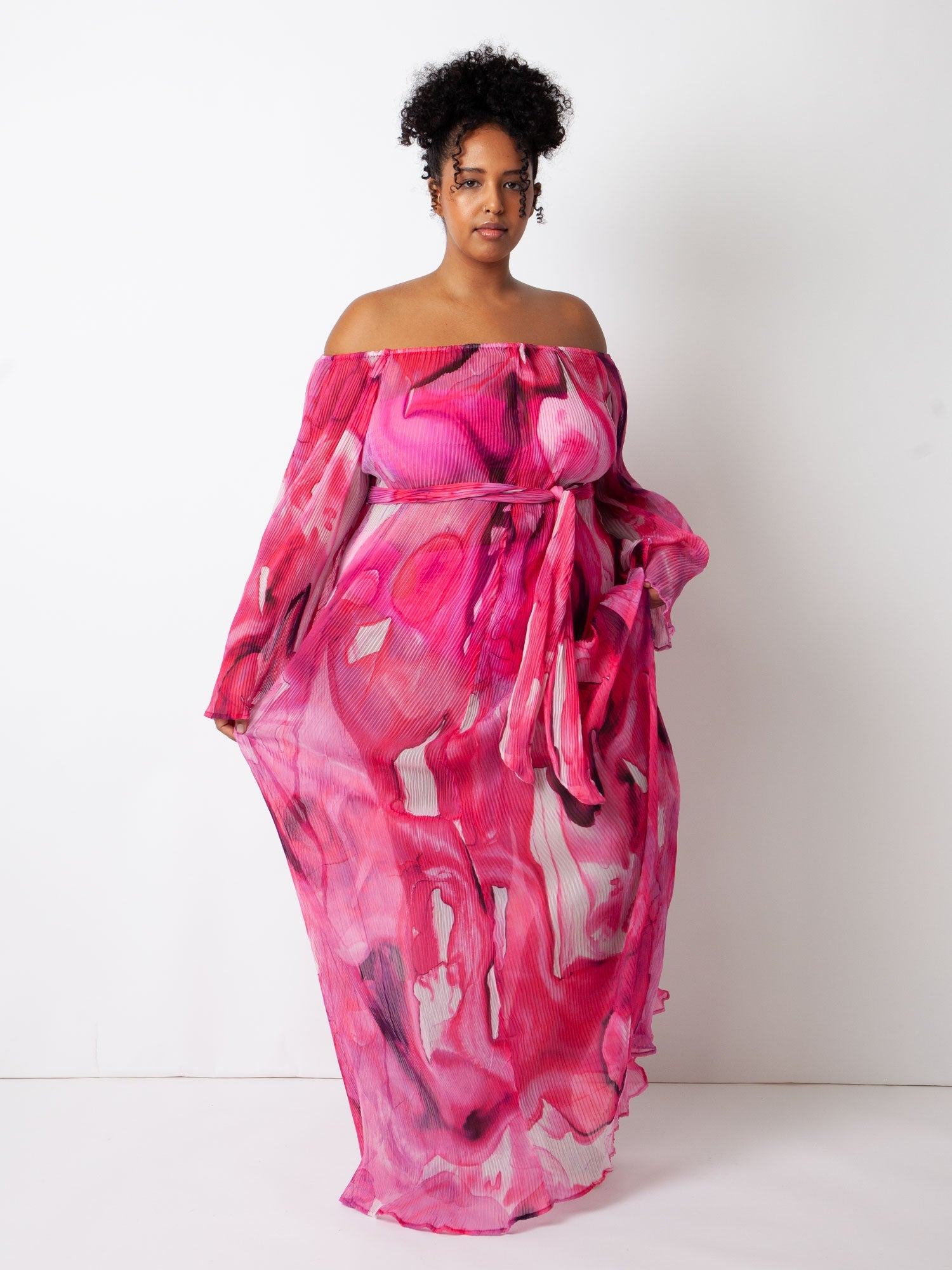 fuchsia pleated dress A-Line Fuchsia One Shoulder Keyhole Pleated Metallic Prom Dress with Slit, Fuchsia / 6